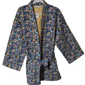 NWT  Mahogany Elsa quilted floral robe jacket belted oversized short cotton S/M